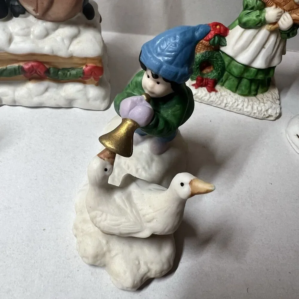 Vtg 1993 Mercuries Christmas Village Figurines Set 7 Porcelain Holiday People